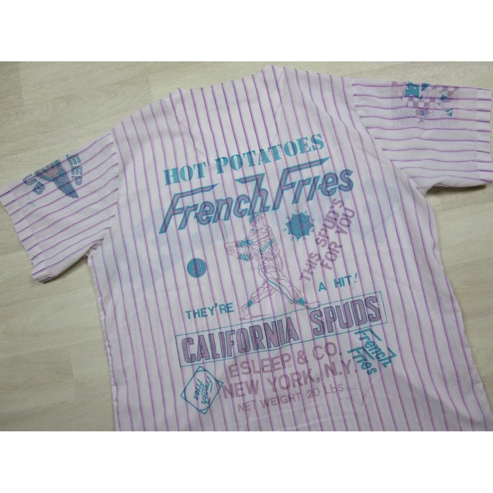 Vintage 80s ESLEEP Nightgown Striped Baseball Ballpark Nightgown 1988